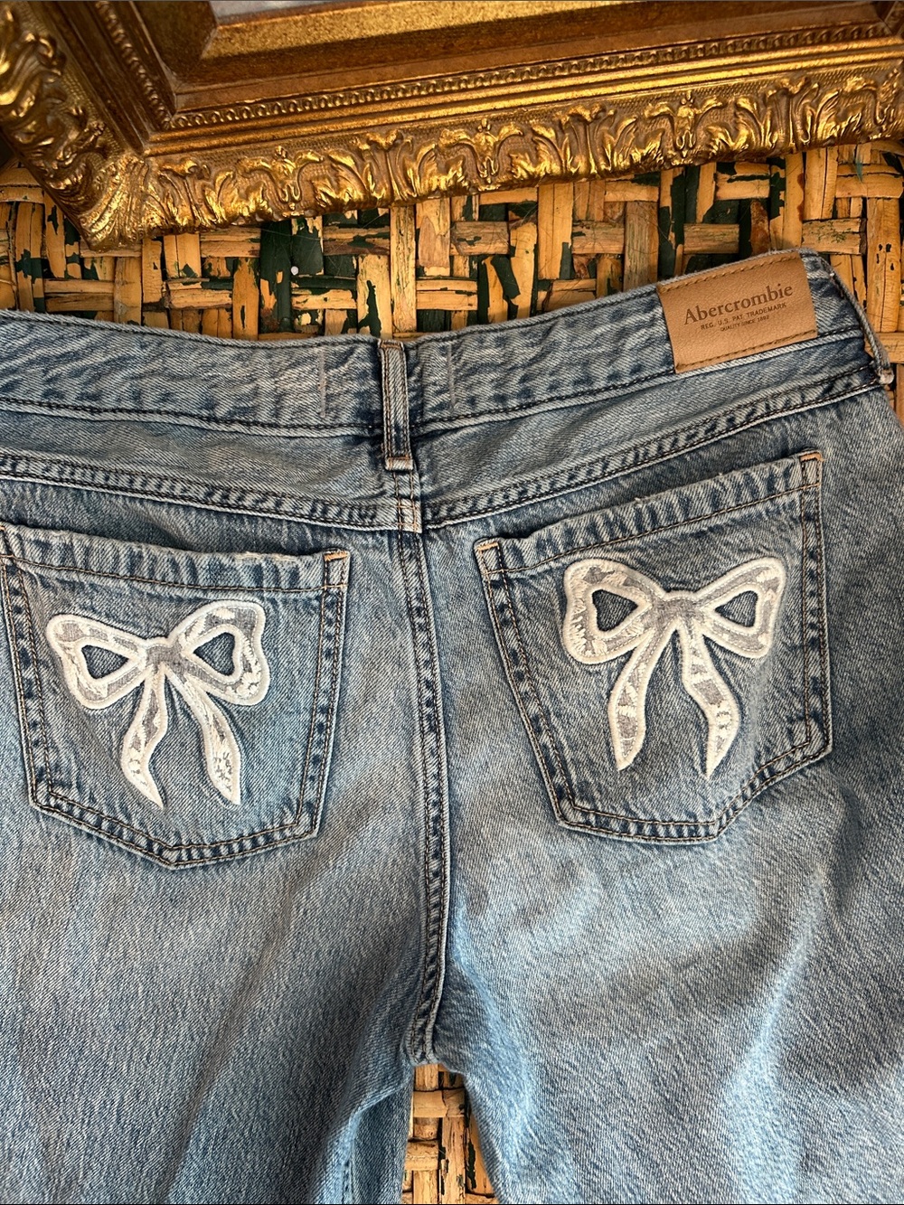 abercrombie kids light blue low-rise baggy jeans